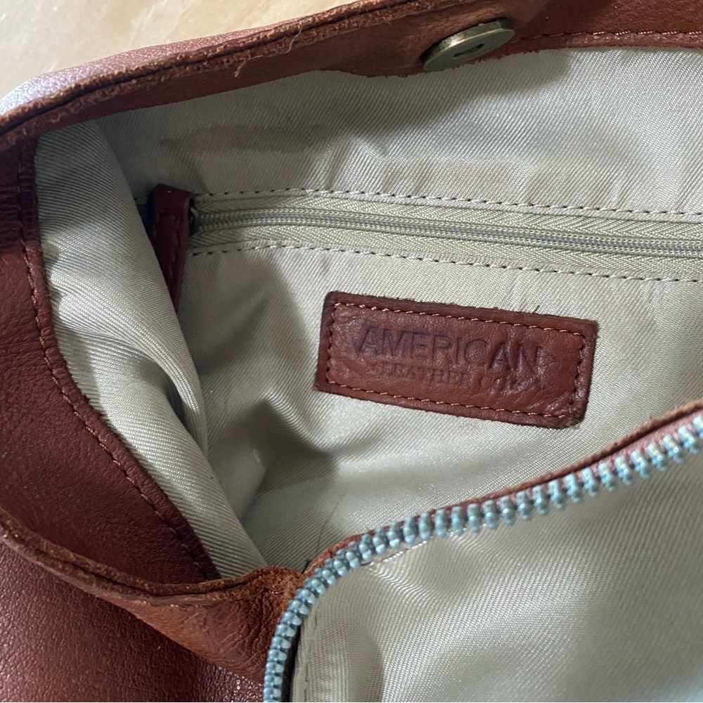 American Leather Co. Cognac Brown Leather Hobo Bag Minimalist Shoulder Purse - Picture 11 of 16